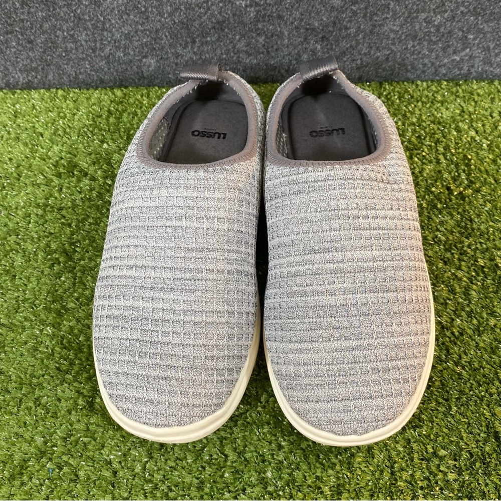LUSSO Cloud Slip On Sneakers Women Size 10 Men Size 8 Gray Knit Comfort Shoes